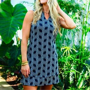 Tail Navy and White Patterned Dress